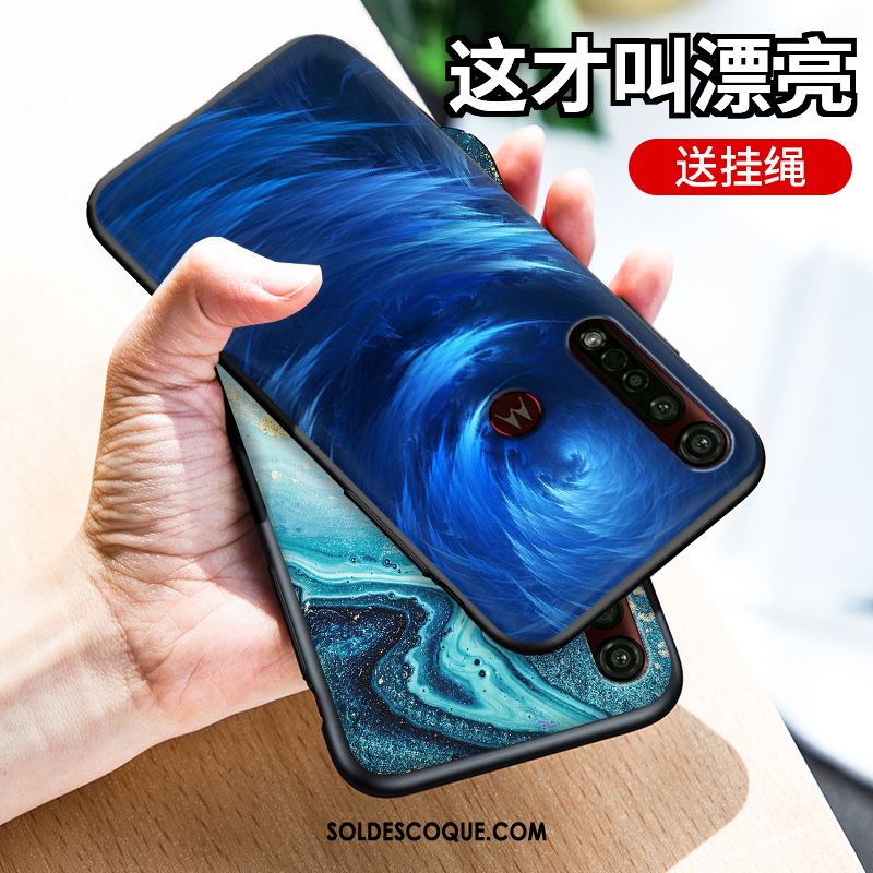 Coque Motorola One Macro Silicone Bleu Marque De Tendance Protection Personnalité Soldes