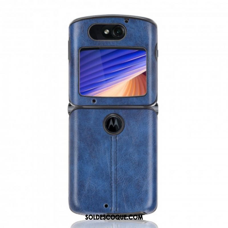 Coque Motorola Razr 5G Simili Cuir Coutures