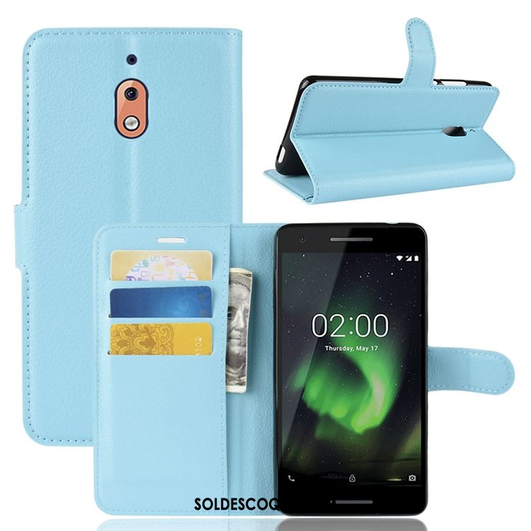 Coque Nokia 2.1 Bleu Portefeuille Modèle Fleurie Téléphone Portable Tendance Soldes