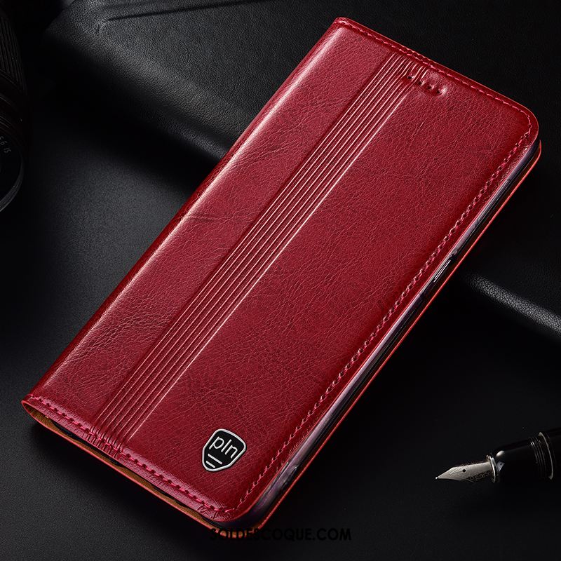 Coque Nokia 2.1 Incassable Téléphone Portable Rouge Étui Cuir Véritable Soldes