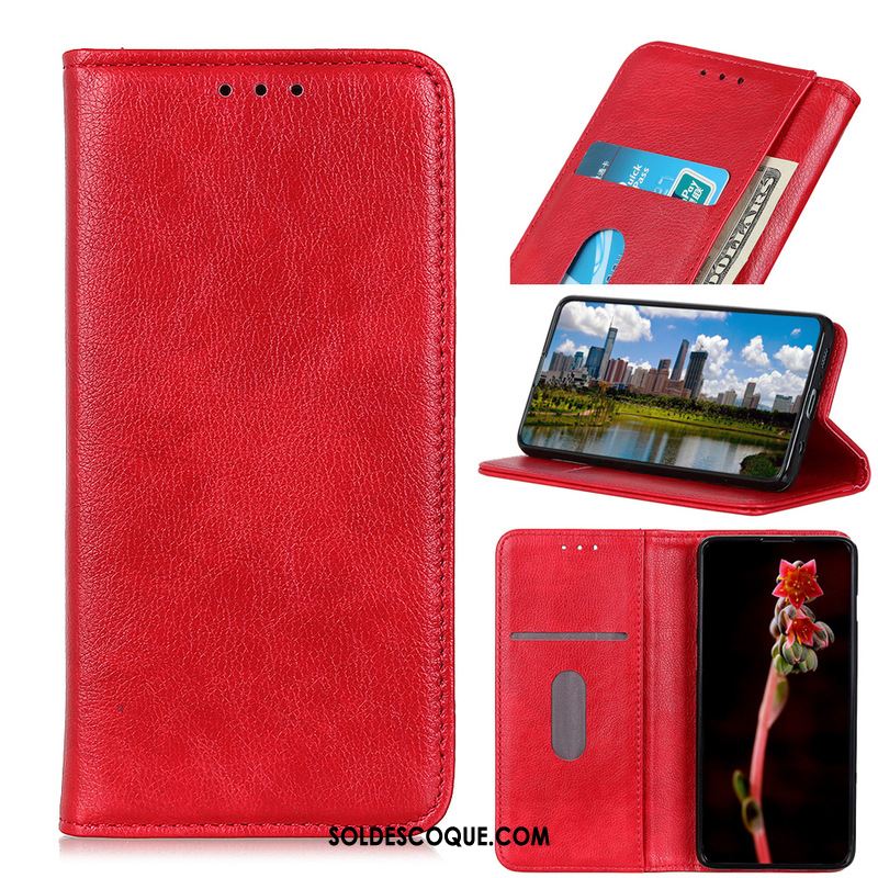 Coque Nokia 2.3 Magnétisme Étui Modèle Fleurie Litchi Rouge Soldes