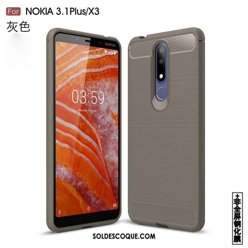 Coque Nokia 3.1 Plus Gris Modèle Fleurie Étui Étoile Silicone Soldes