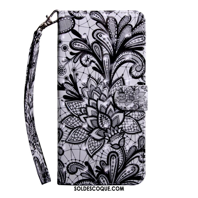 Coque Nokia 3.2 Dentelle Protection Noir Téléphone Portable Fleur Pas Cher