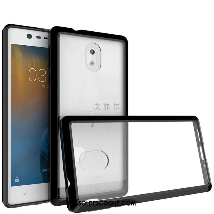 Coque Nokia 3 Incassable Transparent Fluide Doux Étui Noir Housse En Vente