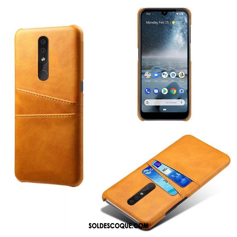 Coque Nokia 4.2 Incassable Orange Étui En Cuir Protection Téléphone Portable Pas Cher