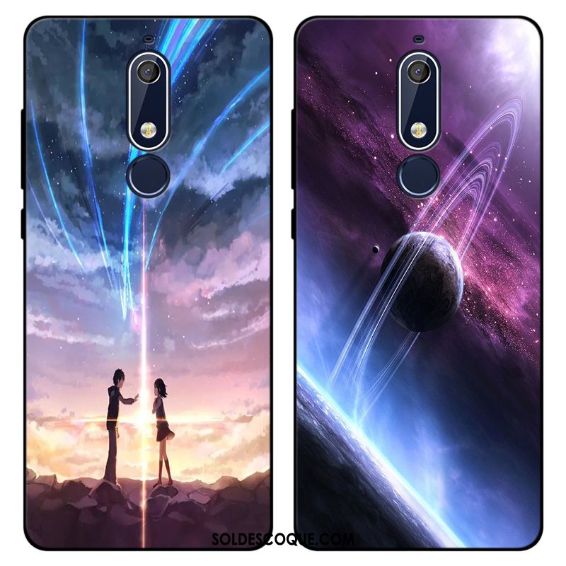 Coque Nokia 5.1 Bleu Fluide Doux Incassable Simple Silicone Soldes