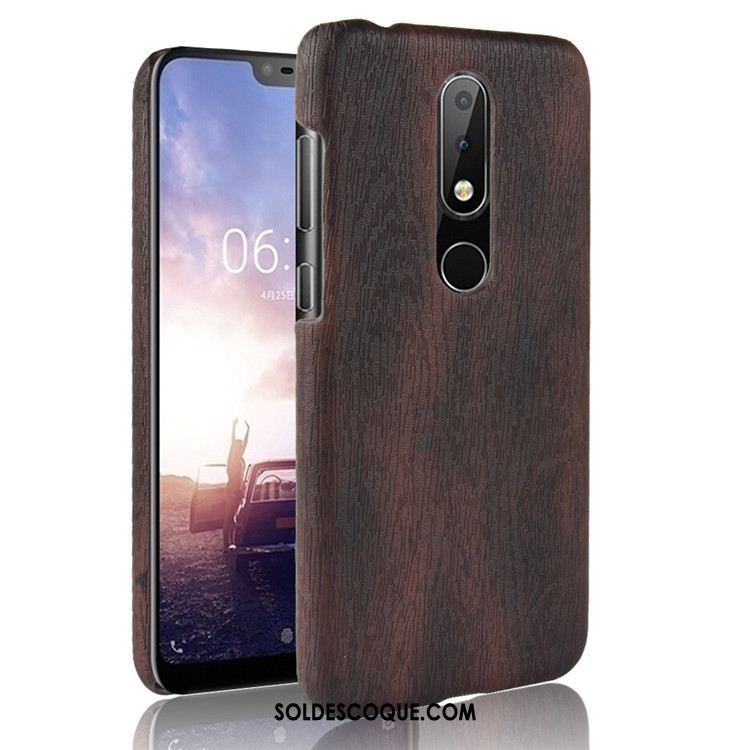 Coque Nokia 6.1 Difficile Étui Téléphone Portable Grain De Bois Protection Pas Cher