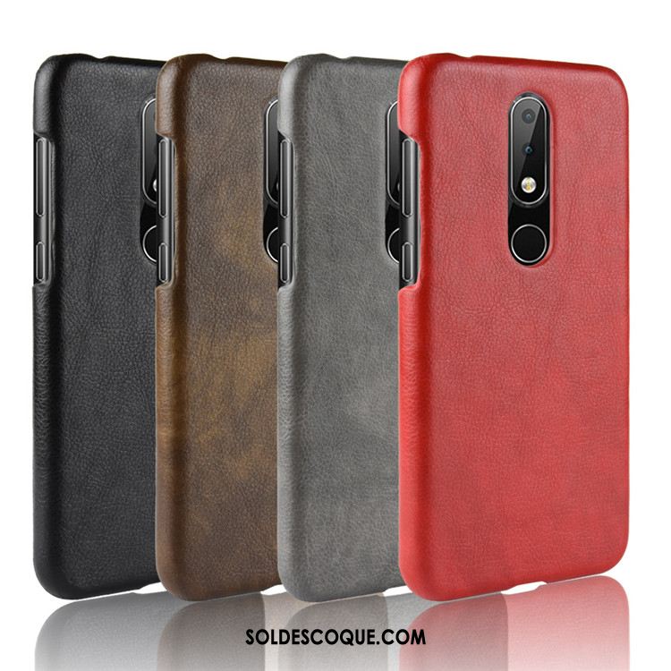 Coque Nokia 6.1 Litchi Rouge Étui Protection Téléphone Portable France