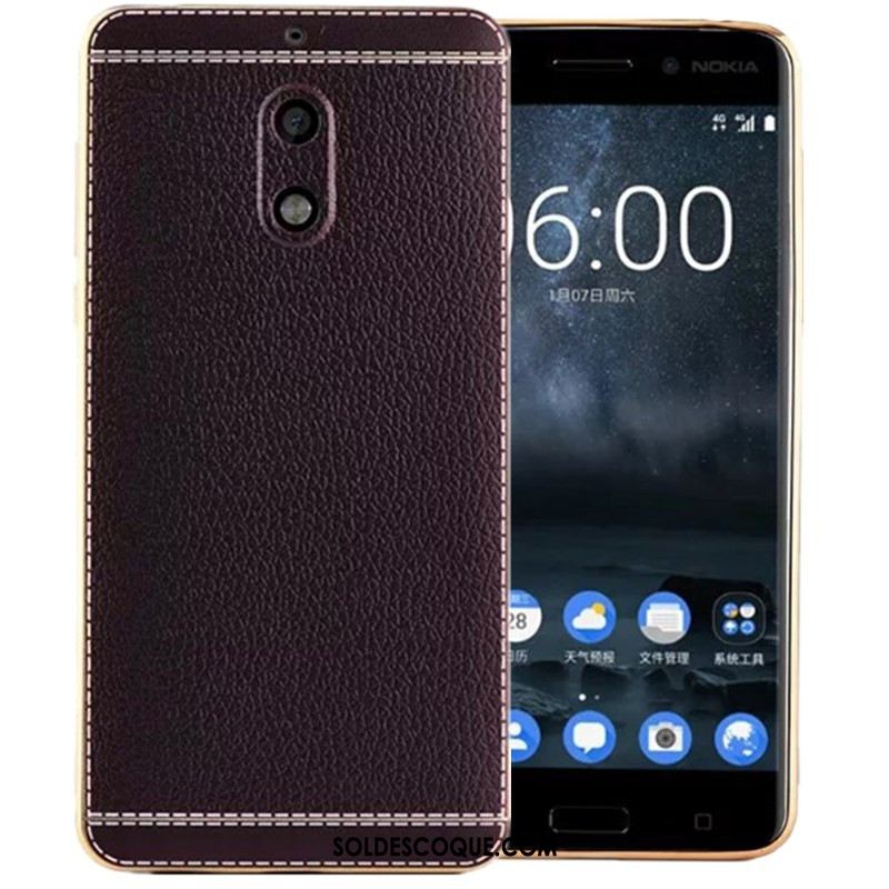 Coque Nokia 6 Modèle Fleurie Fluide Doux Silicone Étui Cuir Soldes