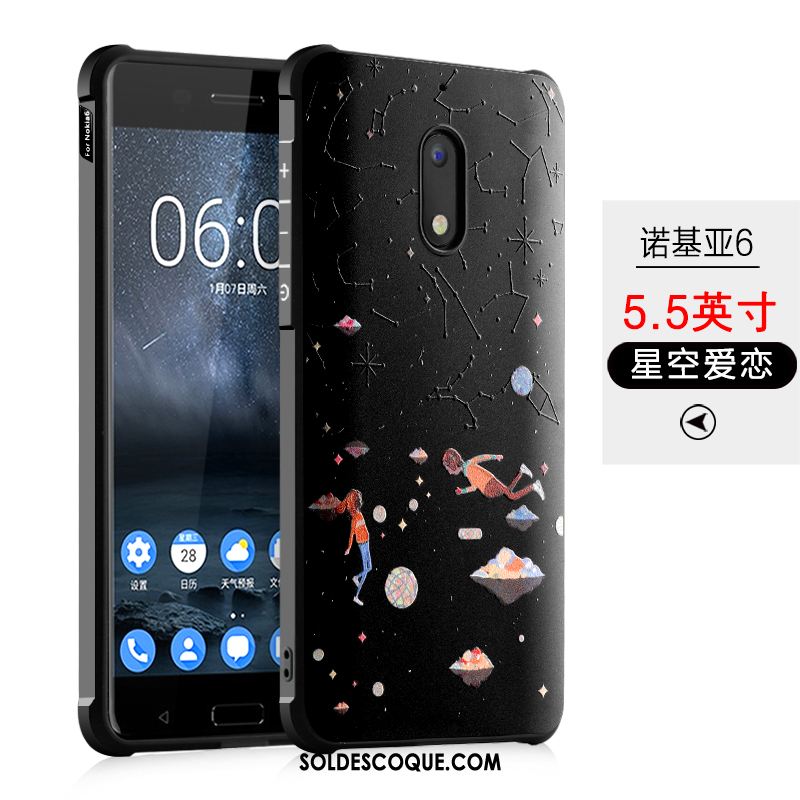 Coque Nokia 6 Tout Compris Noir Fluide Doux Étui Incassable Pas Cher