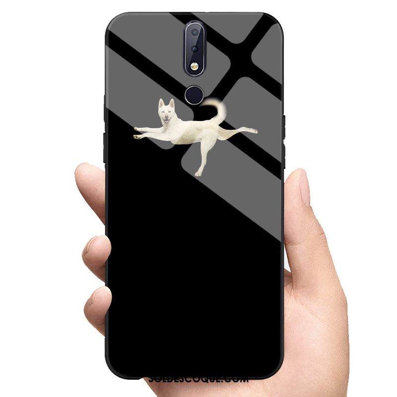 Coque Nokia 7.1 Noir Chiens Amoureux Téléphone Portable Verre Pas Cher