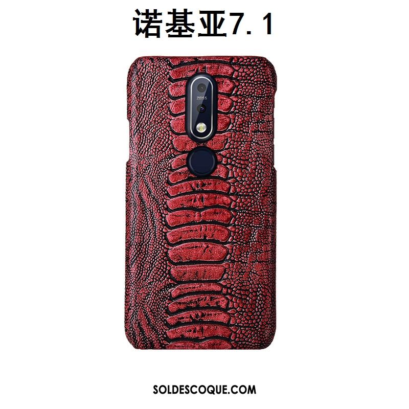 Coque Nokia 7.1 Personnalisé Téléphone Portable Luxe Couvercle Arrière Cuir Véritable Soldes