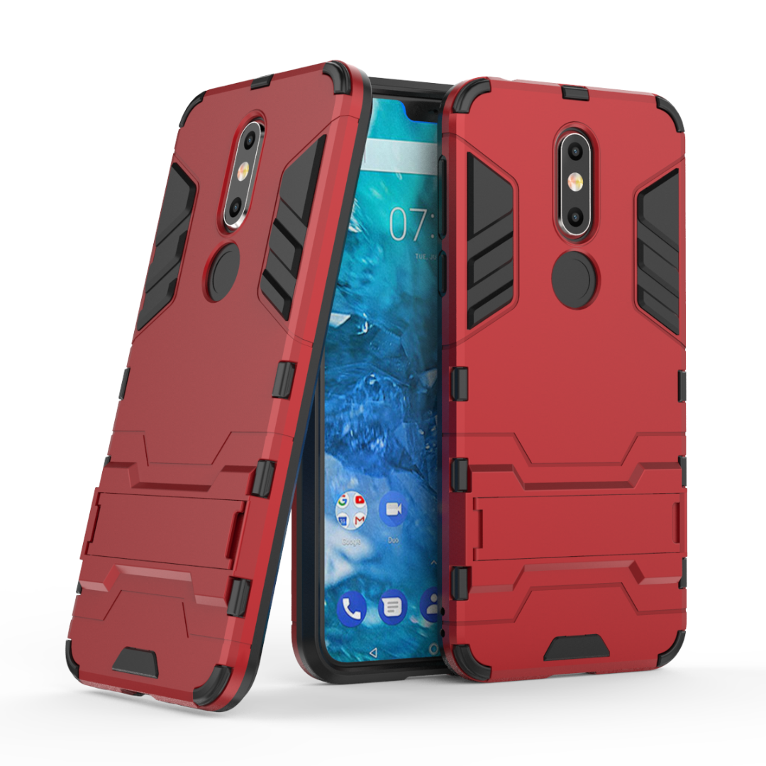 Coque Nokia 7.1 Protection Invisible Téléphone Portable Support Rouge Pas Cher