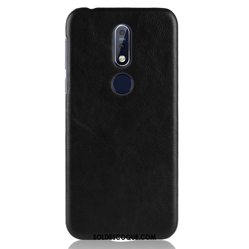 Coque Nokia 7.1 Téléphone Portable Litchi Silicone Noir Protection En Ligne