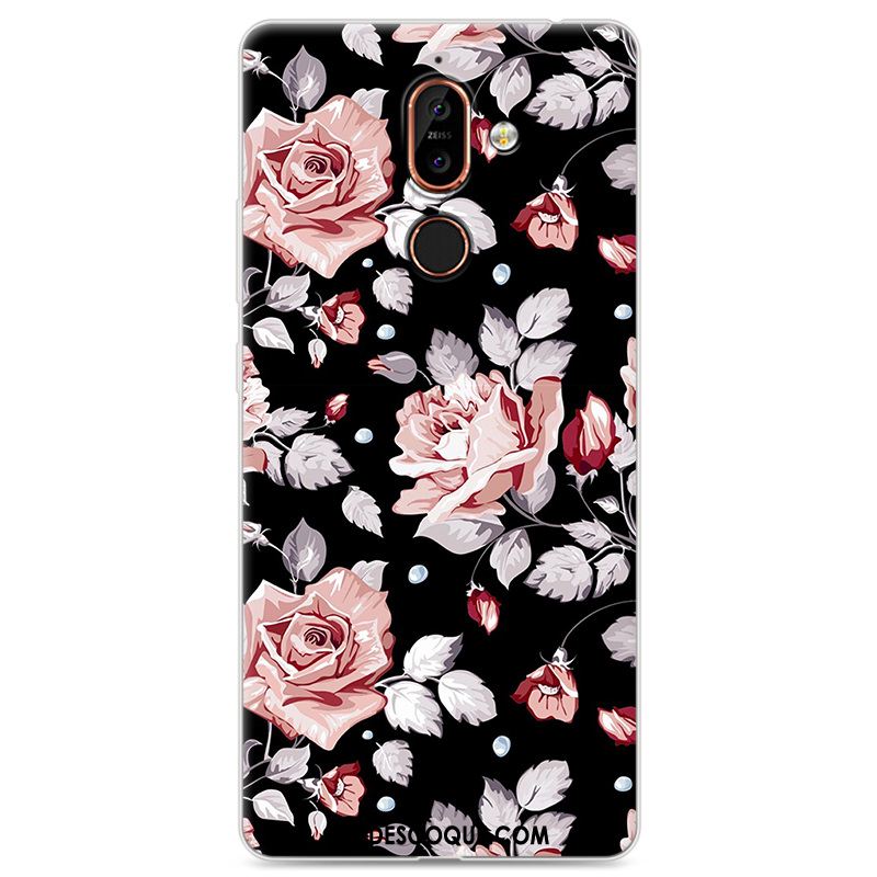 Coque Nokia 7 Plus Fluide Doux Peinture Noir Silicone Protection En Ligne