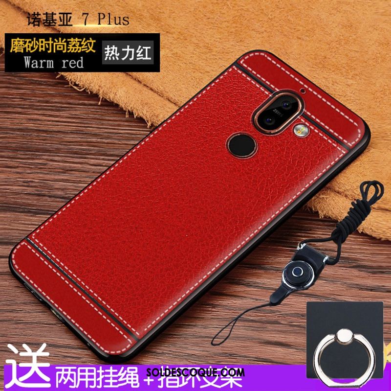 Coque Nokia 7 Plus Protection Incassable Simple Pu Rouge Housse En Ligne