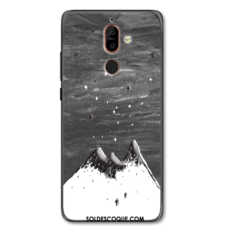 Coque Nokia 7 Plus Protection Simple Tendance Étui Noir Pas Cher