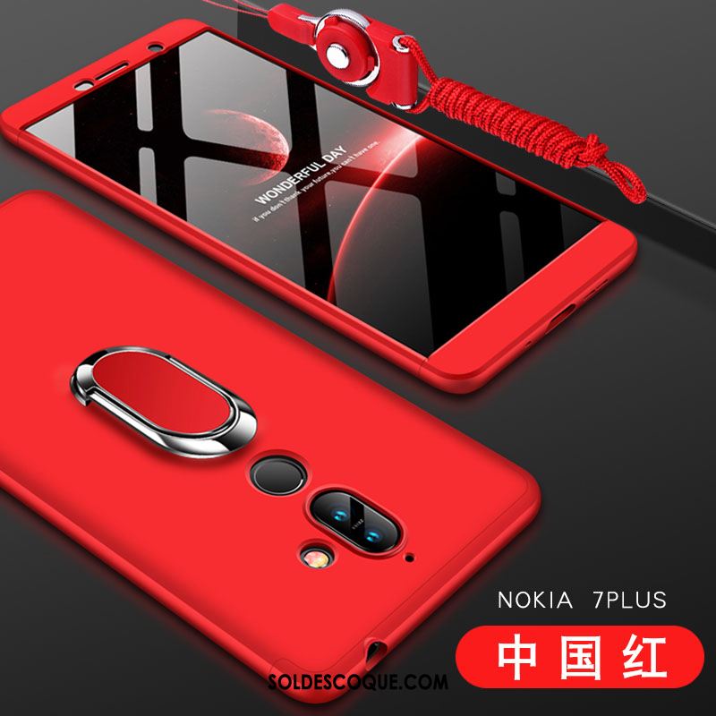 Coque Nokia 7 Plus Téléphone Portable Difficile Tout Compris Rouge Protection Soldes