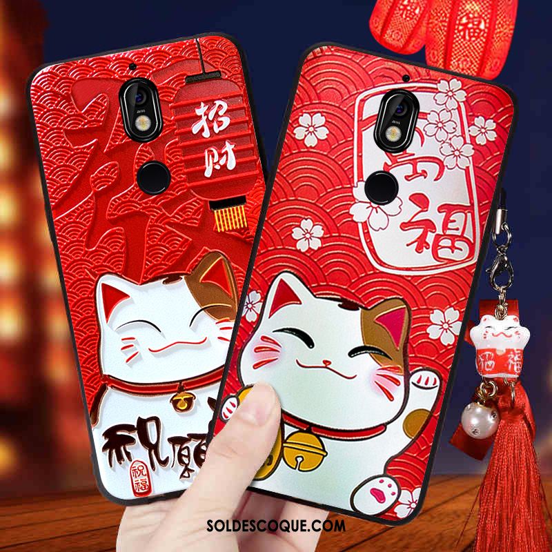 Coque Nokia 7 Richesse Étui Chat Rouge Tout Compris Soldes