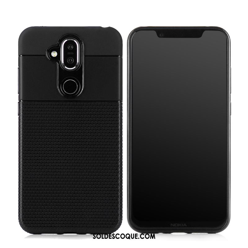 Coque Nokia 8.1 Fluide Doux Modèle Fleurie Noir Créatif Téléphone Portable Housse En Ligne