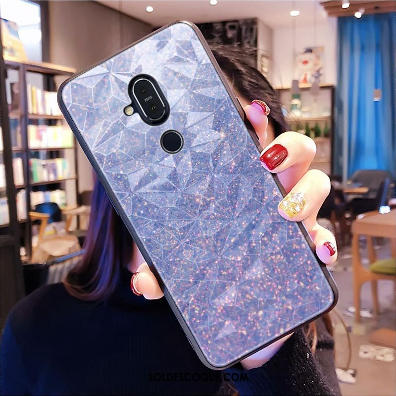 Coque Nokia 8.1 Modèle Fleurie Losange Étui Charmant Violet Pas Cher