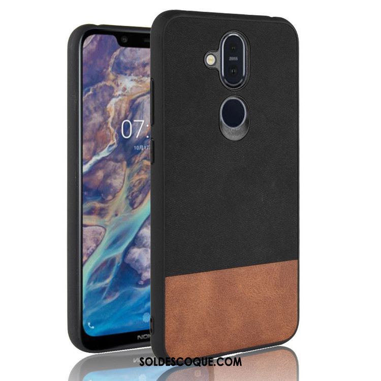 Coque Nokia 8.1 Protection Noir Étui Couture Couleurs Tendance Pas Cher