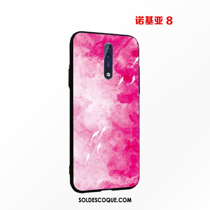 Coque Nokia 8 Très Mince Délavé En Daim Incassable Créatif Rose Pas Cher