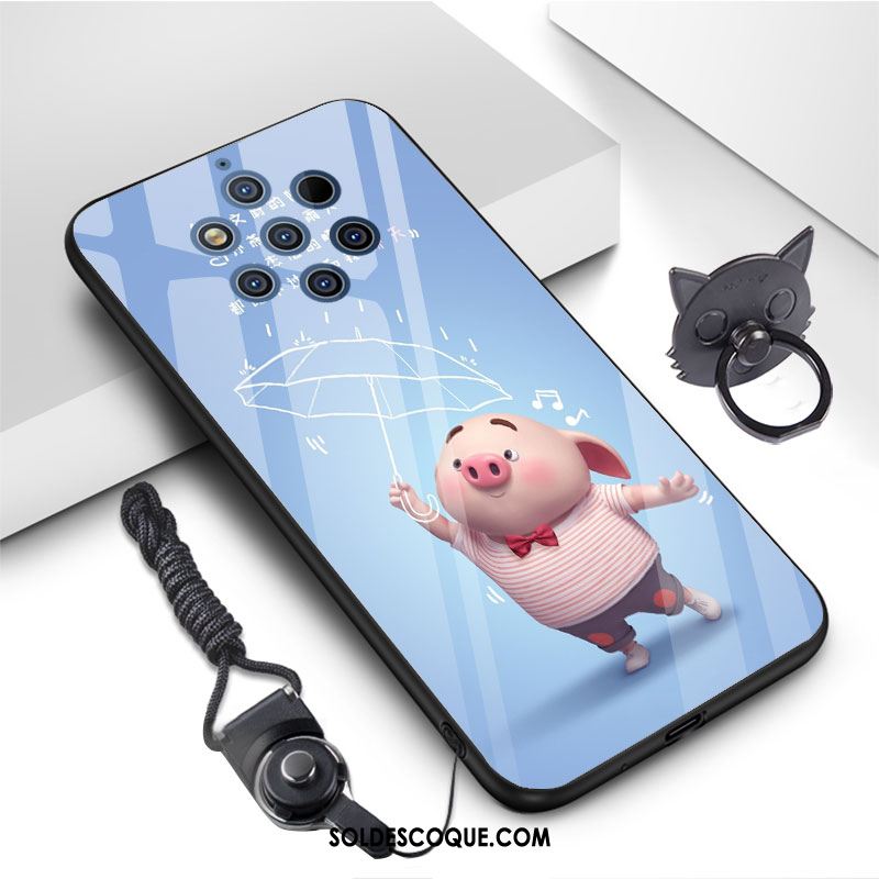 Coque Nokia 9 Pureview Bleu Fluide Doux Dessin Animé Charmant Verre Trempé En Vente