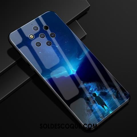 Coque Nokia 9 Pureview Bleu Verre Téléphone Portable Créatif Incassable Pas Cher