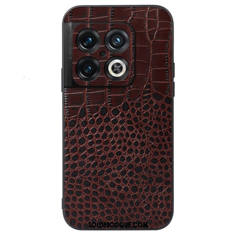 Coque OnePlus 10 Pro 5G Véritable Cuir Texture Crocodile