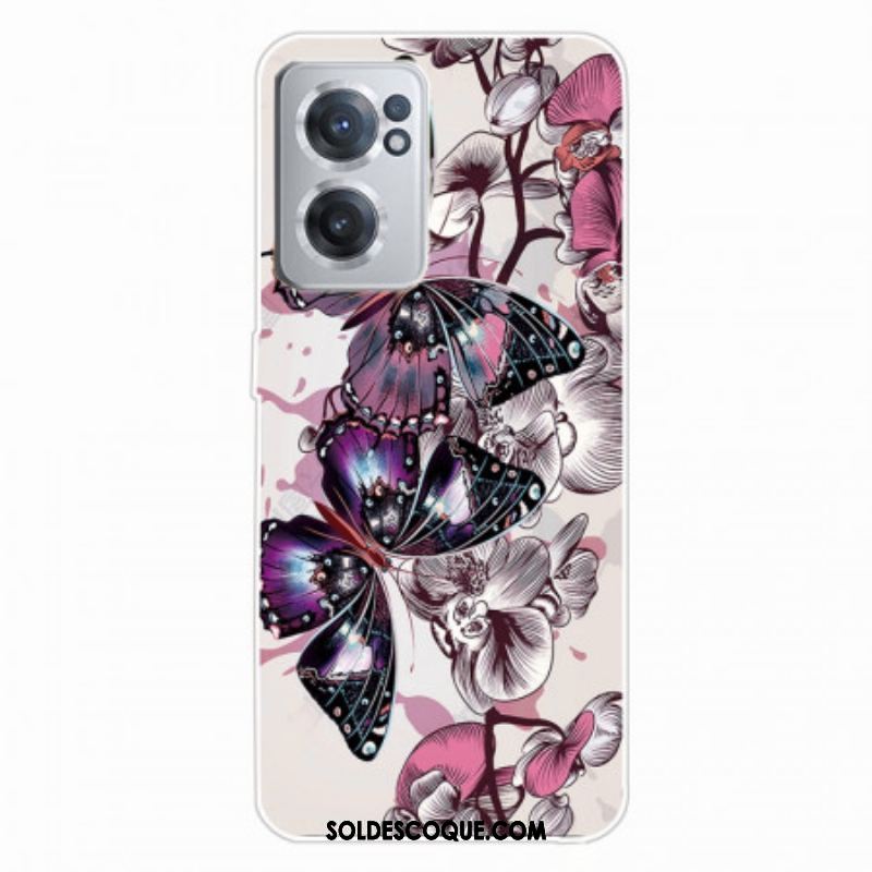 Coque OnePlus Nord CE 2 5G Papillons Mauve