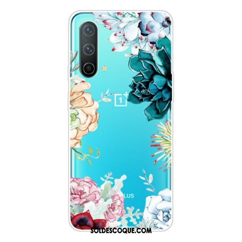 Coque OnePlus Nord CE 5G Transparente Fleurs Aquarelle