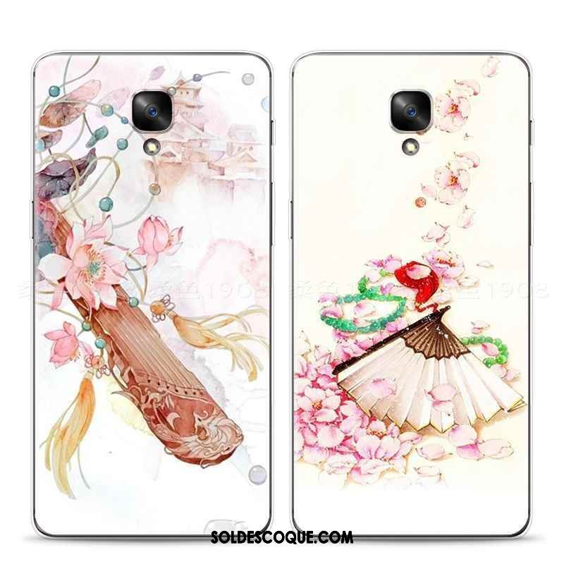 Coque Oneplus 3 Gaufrage Rose Vintage Téléphone Portable Fluide Doux Soldes