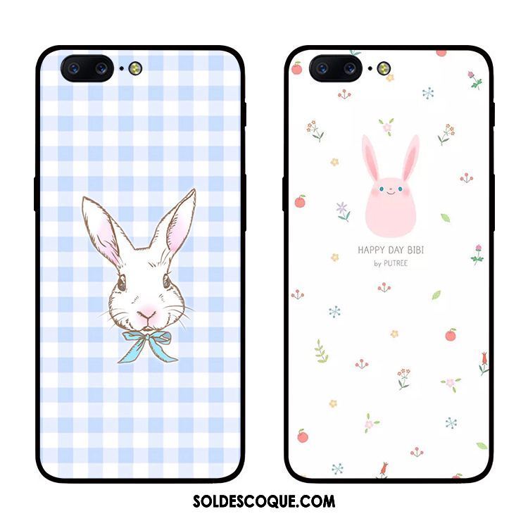 Coque Oneplus 5 Délavé En Daim Plaid Silicone Lapin Bleu Pas Cher