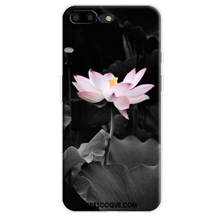 Coque Oneplus 5 Incassable Silicone Noir Fleur Style Chinois Pas Cher