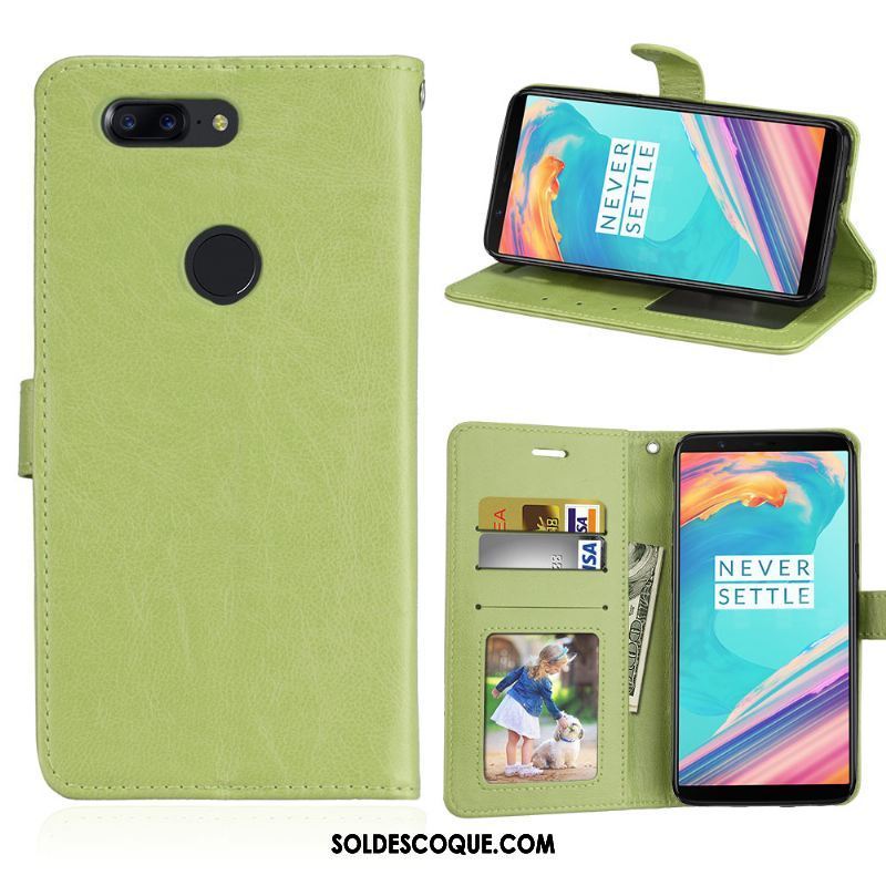 Coque Oneplus 5t Téléphone Portable Silicone Portefeuille Vert Protection En Ligne