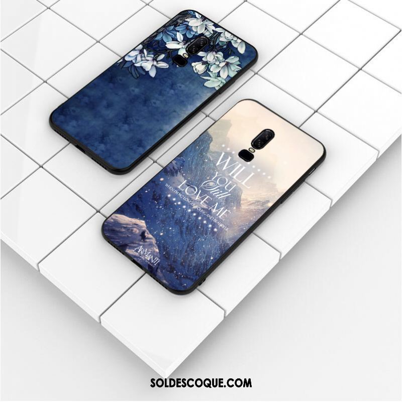 Coque Oneplus 6 Bleu Personnalité Incassable Fluide Doux Bordure Pas Cher