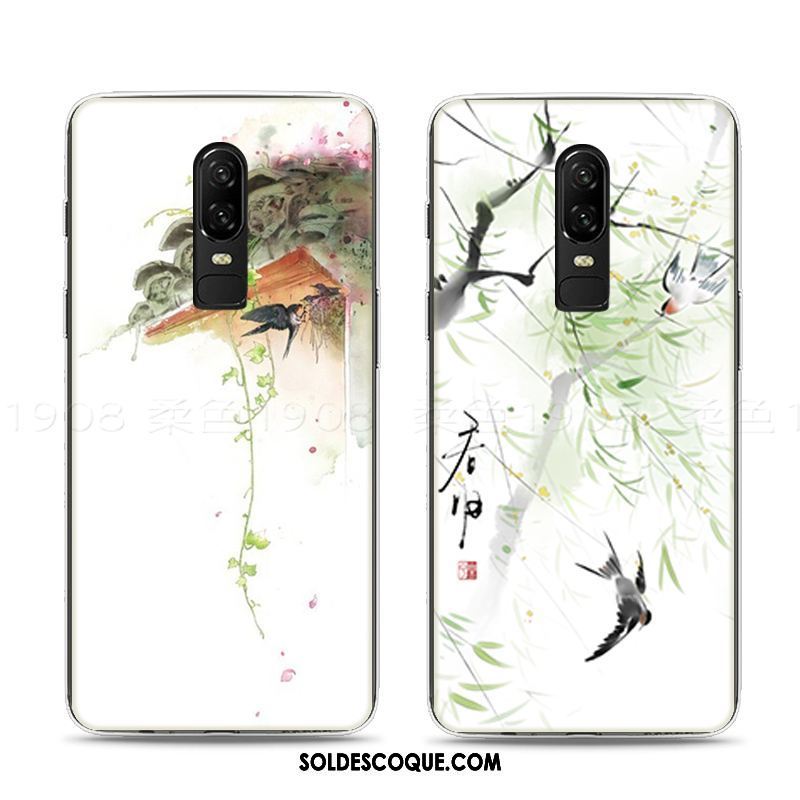 Coque Oneplus 6 Incassable Tout Compris Vert Couleur Art Soldes