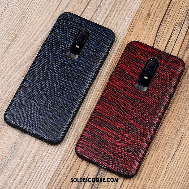 Coque Oneplus 6 Noir Étui Bordure Étui En Cuir Luxe Pas Cher