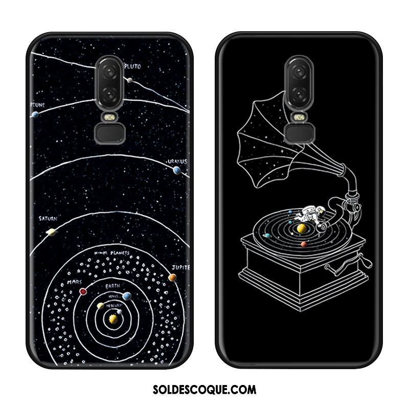 Coque Oneplus 6 Silicone Noir Simple Dessin Animé Étui Pas Cher