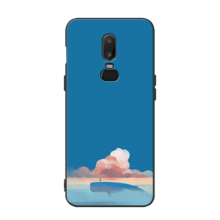 Coque Oneplus 6 Téléphone Portable Silicone Noir Étui Bleu Pas Cher