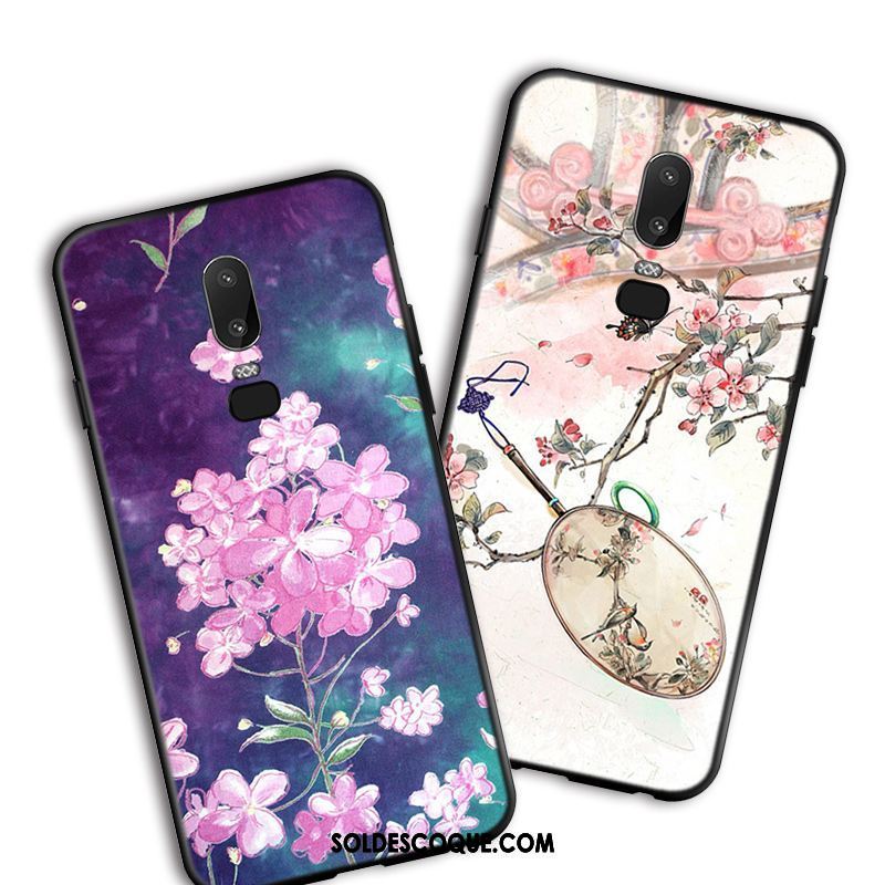 Coque Oneplus 6 Vintage Violet Protection Nouveau Silicone Pas Cher