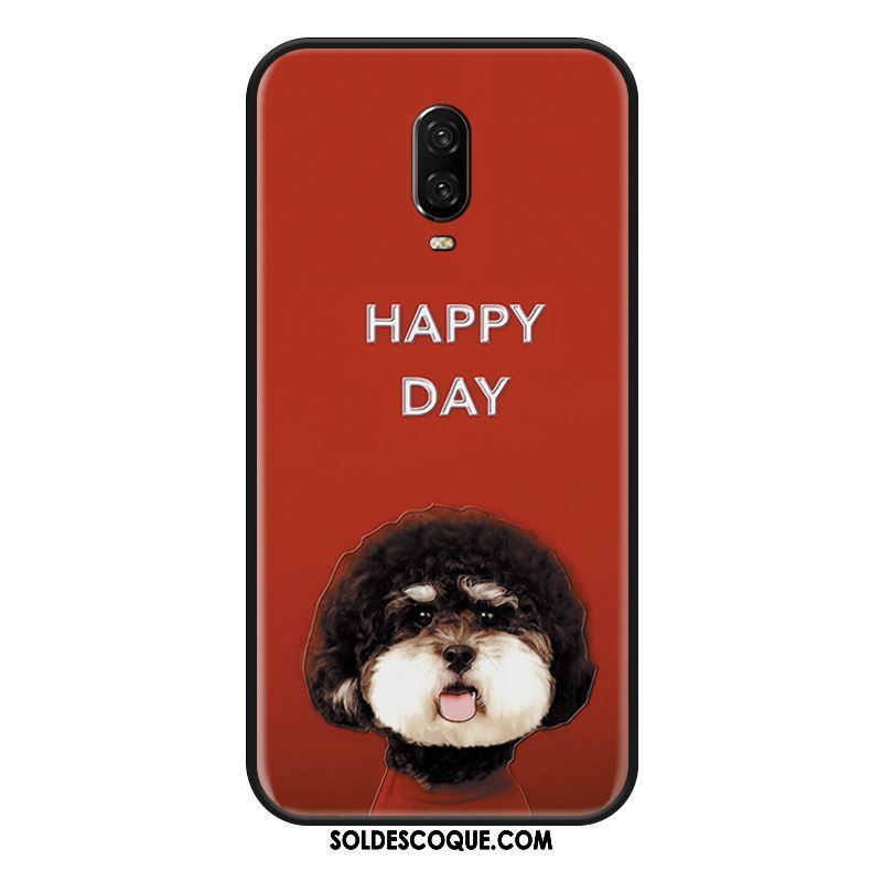 Coque Oneplus 6t Chiens Rouge Tendance Petit Fluide Doux Pas Cher