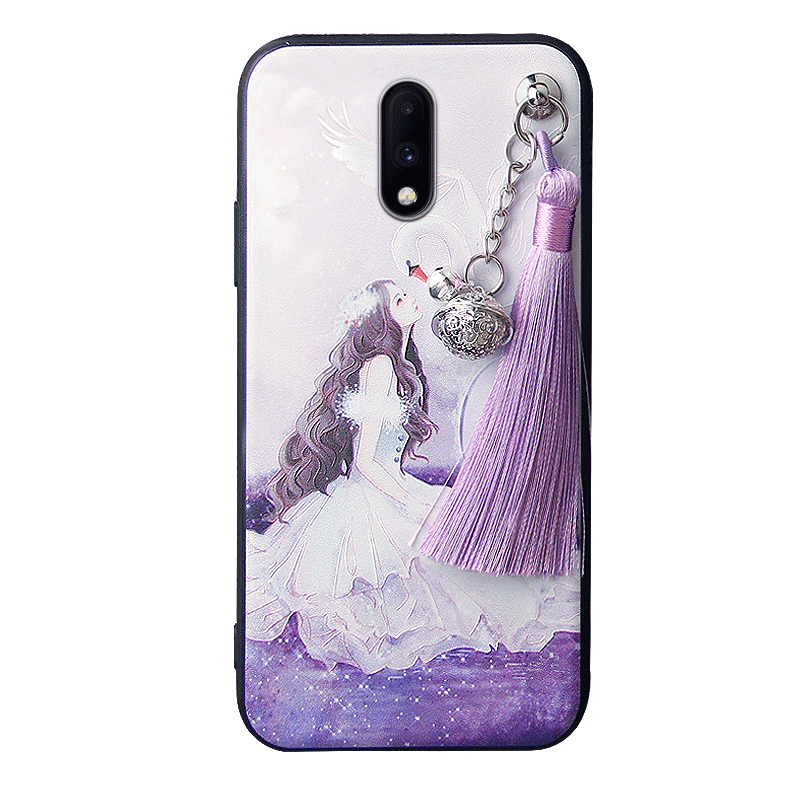 Coque Oneplus 7 Style Chinois Silicone Tout Compris Délavé En Daim Violet En Ligne