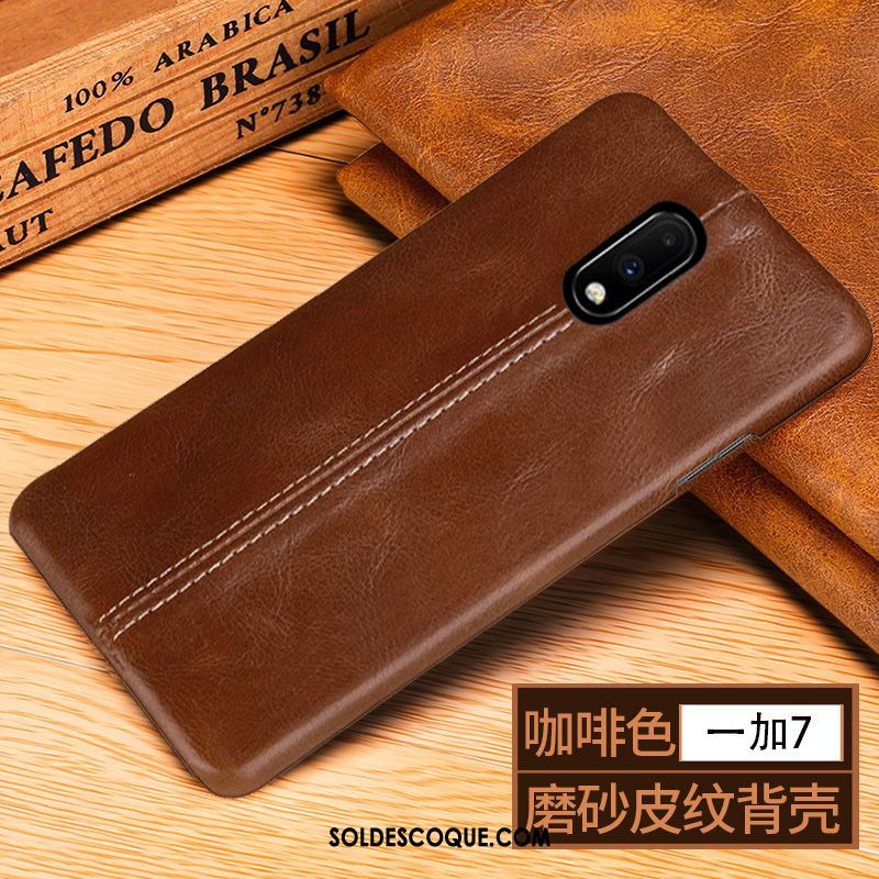 Coque Oneplus 7 Élégant Étui En Cuir Business Vintage Sac Pas Cher