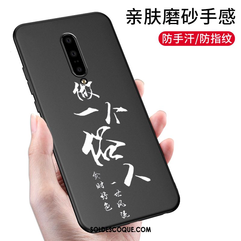 Coque Oneplus 7 Étui Délavé En Daim Silicone Noir Tout Compris Pas Cher