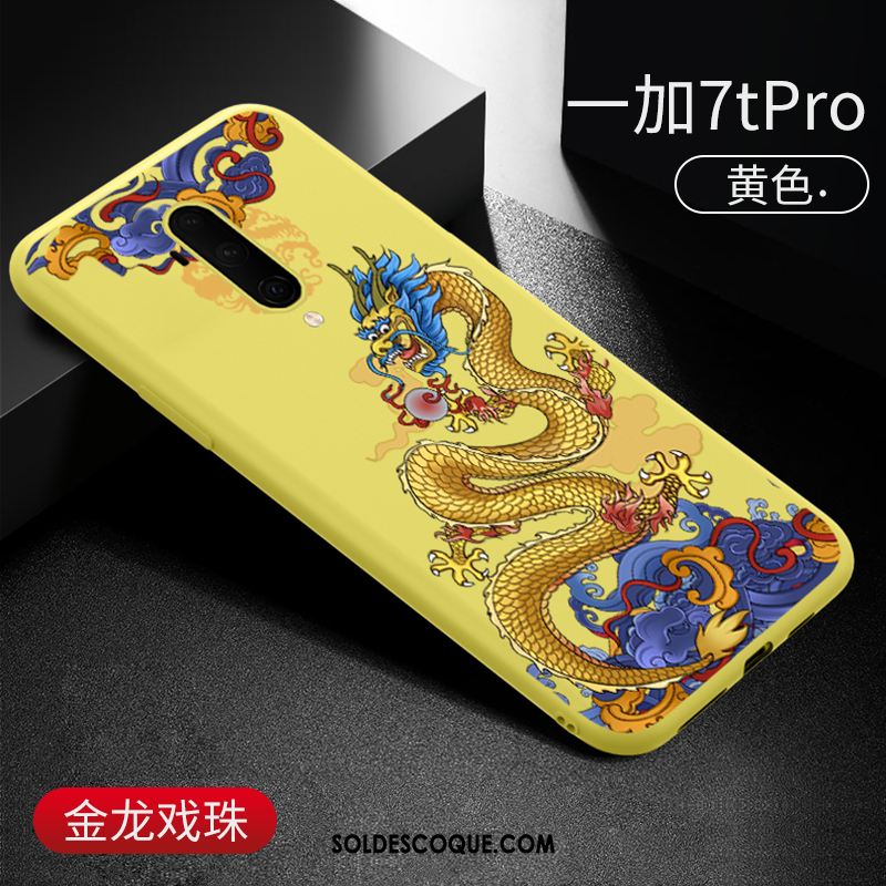 Coque Oneplus 7t Pro Marque De Tendance Jaune Personnalité Cuir Rat Soldes