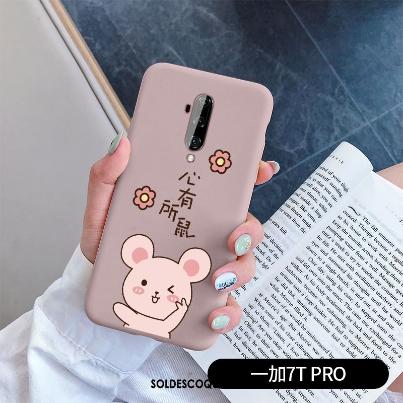 Coque Oneplus 7t Pro Silicone Rose Étui Très Mince Charmant Pas Cher