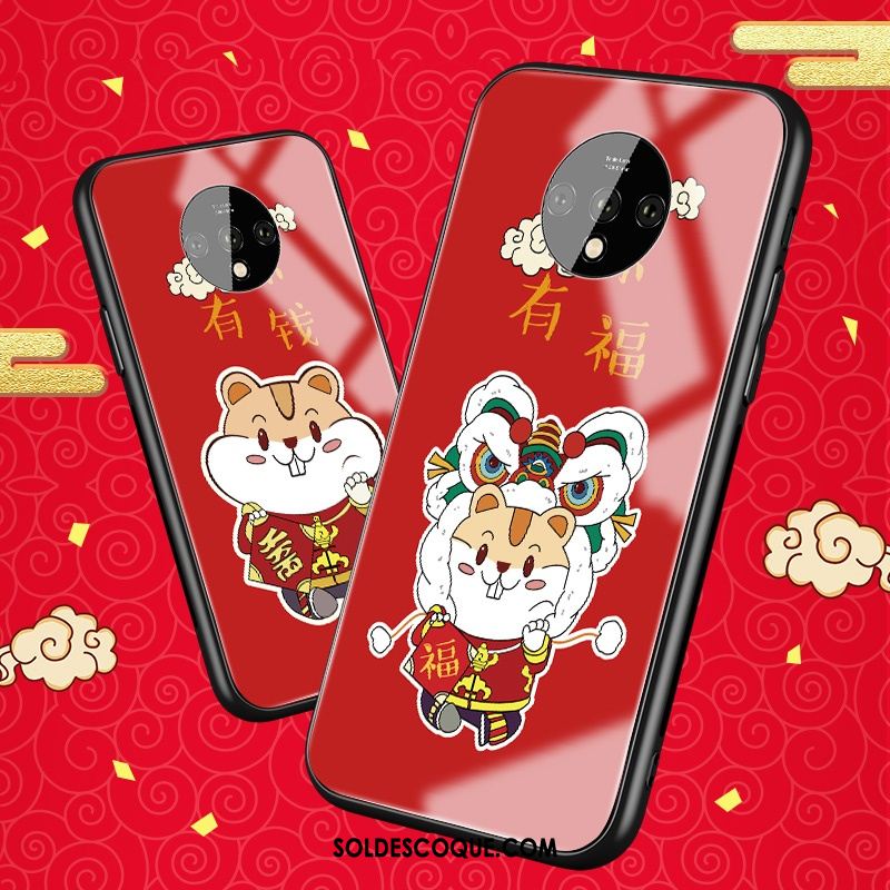 Coque Oneplus 7t Protection Dessin Animé Incassable Miroir Grand En Ligne