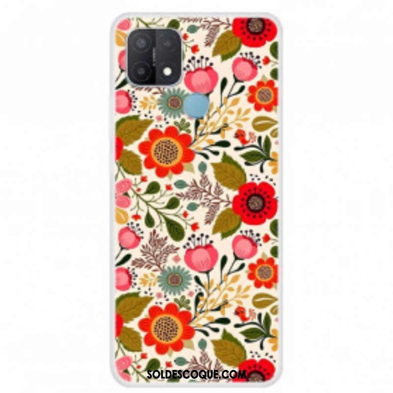 Coque Oppo A15 Tapisserie Fleurie